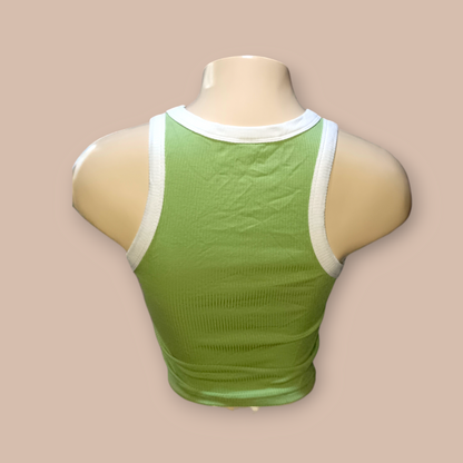 Green crop top with white lining