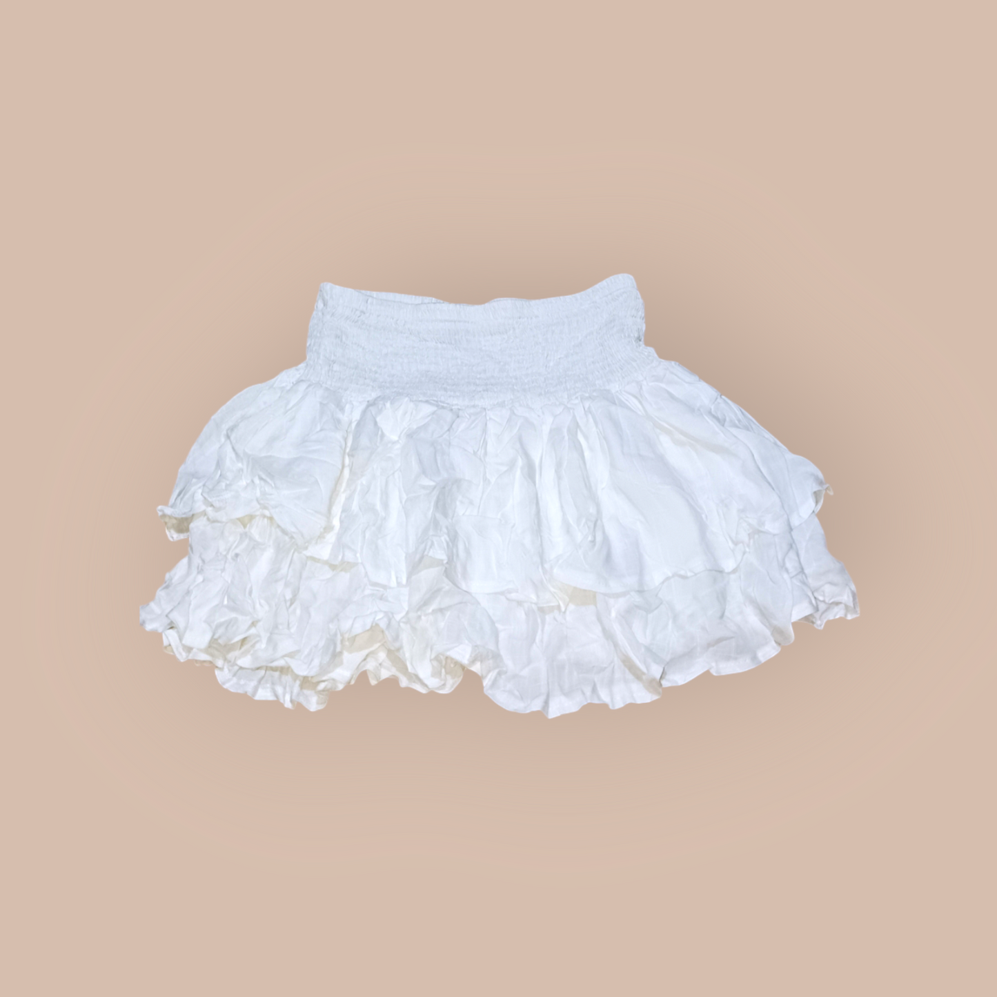 Ruffle white mini skirt