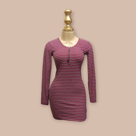 Stripe long sleeve mini dress